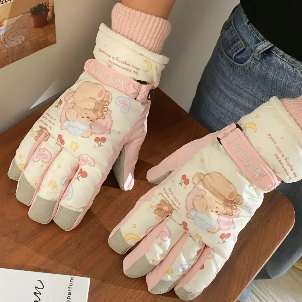 Soft Cute Cartoon Puppy Gloves Dog Warm Ski Gloves Thicken Windproof Winter Gloves Riding