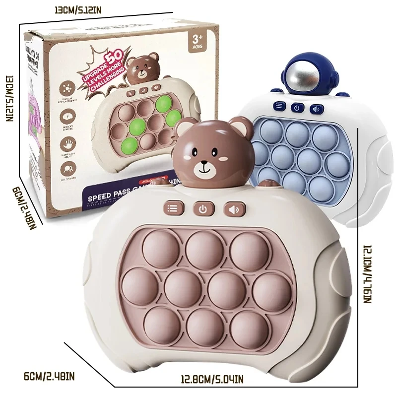 Pop-máquina de juego de burbujas de empuje rápido para niños, juguetes antiestrés, juguetes sensoriales antiestrés, juguetes Fidget, Regalos divertidos de dibujos animados