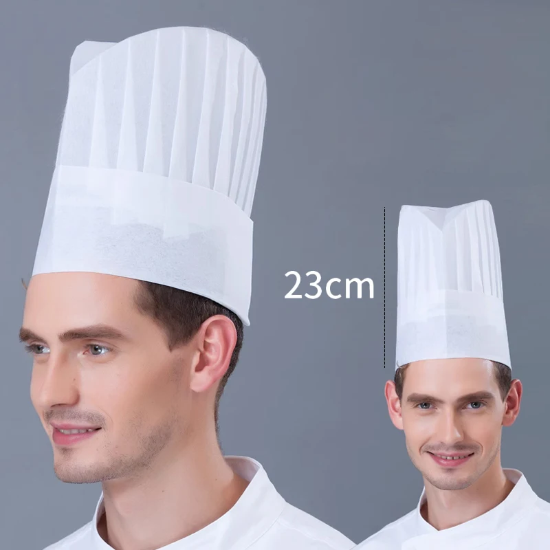 Chapeaux de Chef jetables blancs, 20 pièces, casquettes de cuisine Non tissées, vêtements de travail de Service alimentaire pour les chefs de Restaurant et le personnel de cuisine