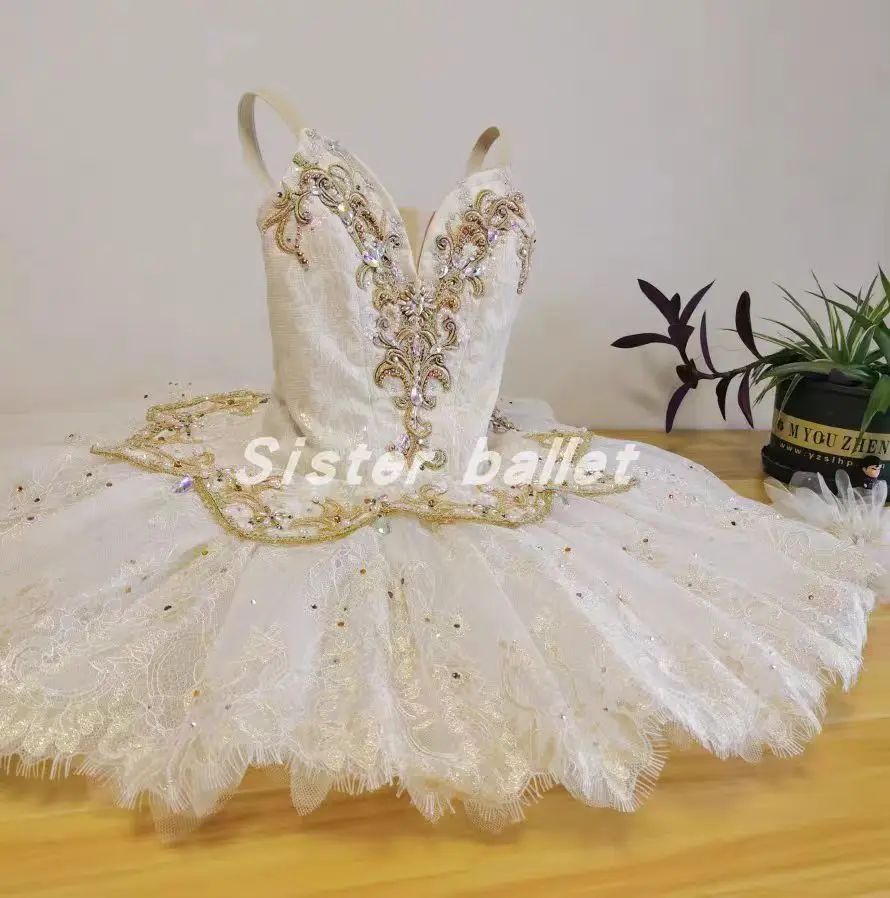 2024 New TUTU dress White gold Paquita variations Muslin dress Sleeping Beauty Princess dress Raymonda ballet competition