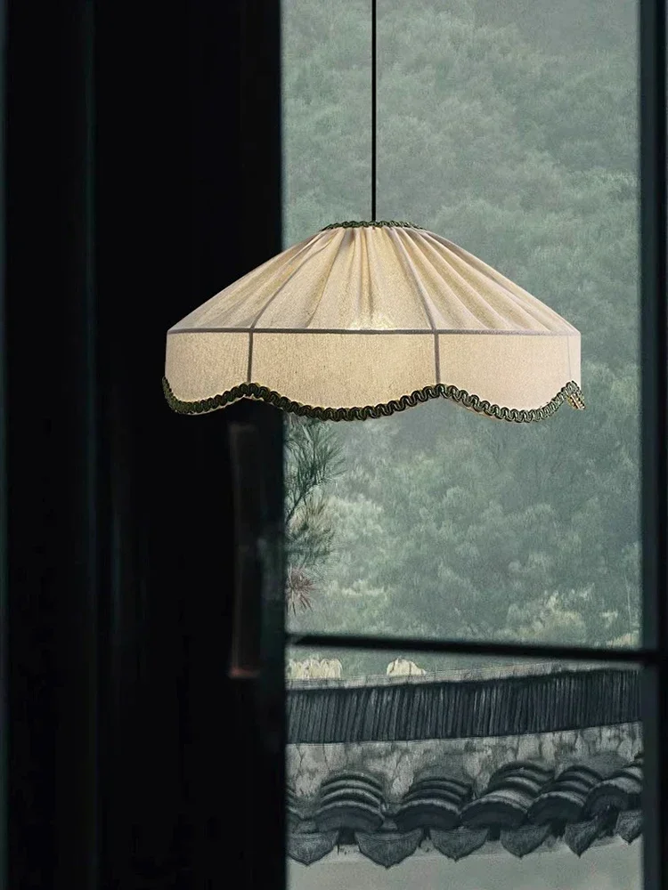 Japanese Wabi Sabi Fabric Pendant Light Retro Living Dining Room Chandelier Bedroom Lamp Indoor Home Lighting Fixtures Decor