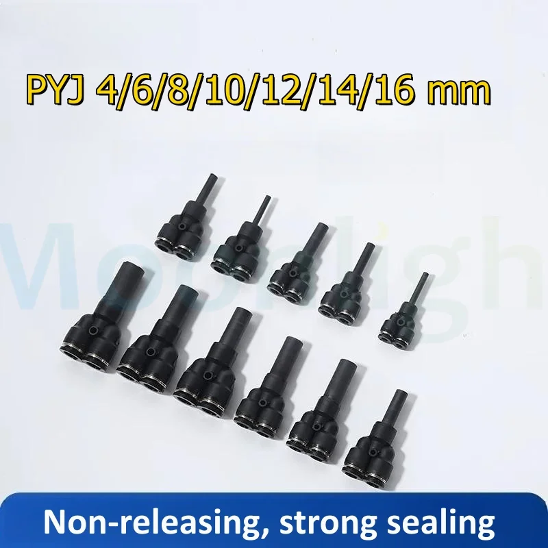 1pcs Black PYJ 4 6 8 10 12mm Tube To Push in Connector Plug Reudcer Bushing Y Type Tee Plastic Pneumatic Fittings Increase Joint
