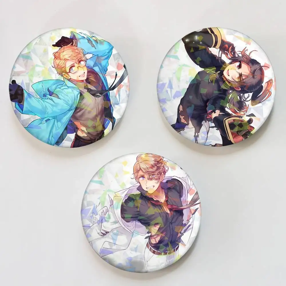 Anime H-Hetalia A-Axis P-Powers Round Badge Lapel Pins for Backpacks Briefcase Laser Brooch Clothes Gifts