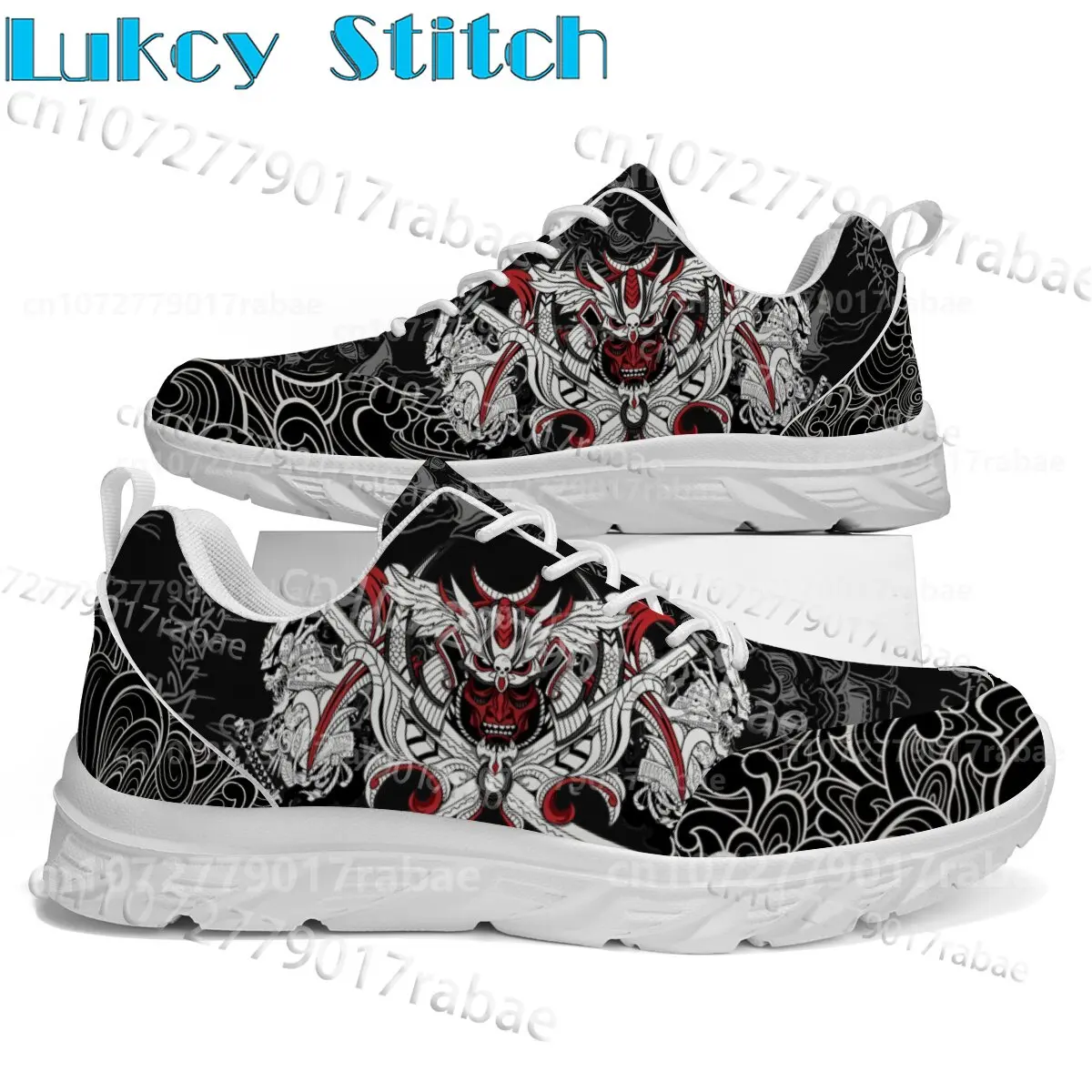 Super Cool Full Coverage Japanese Demon Mask Design Popular Teenager Adult Shoes Boys Man Universal Shoes Birthday Gift for Him