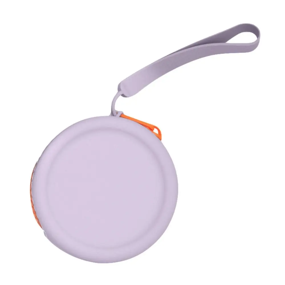 Cute Solid Color Round Silicone Coin Purse INS Waterproof Lipstick Cosmetic Bag Mini Portable Data Cable Storage Bag Women