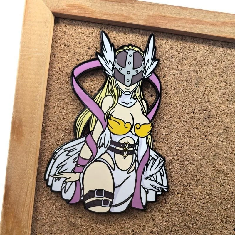 Digimon Angewomon metal badge cartoon anime peripheral character keychain cute brooch backpack pendant decoration toy gift