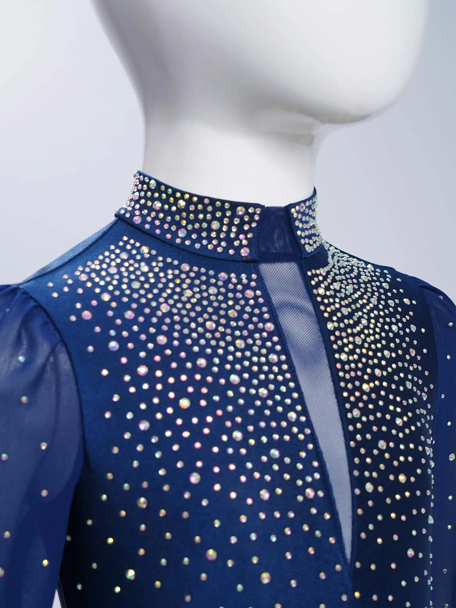 男の子ラテンダンスレオタードフィギュアスケートバレエ衣装長袖光沢のあるラインストーンボディスーツ社交ダンスタンゴパフォーマンス