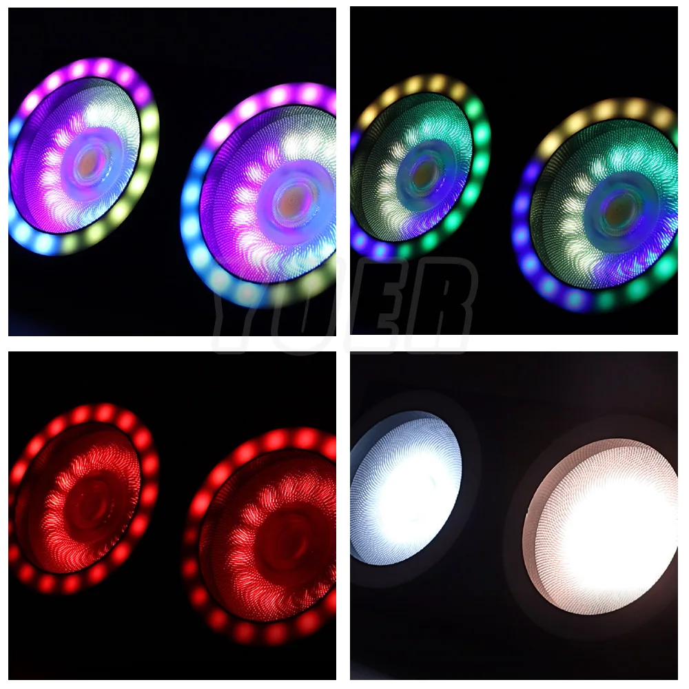 2x100W COB LED Blinder Stage Lights RGB Pixel Ring DJ Disco Party Effect Audience Lighting with DMX Sound Control for Events Sho view 6