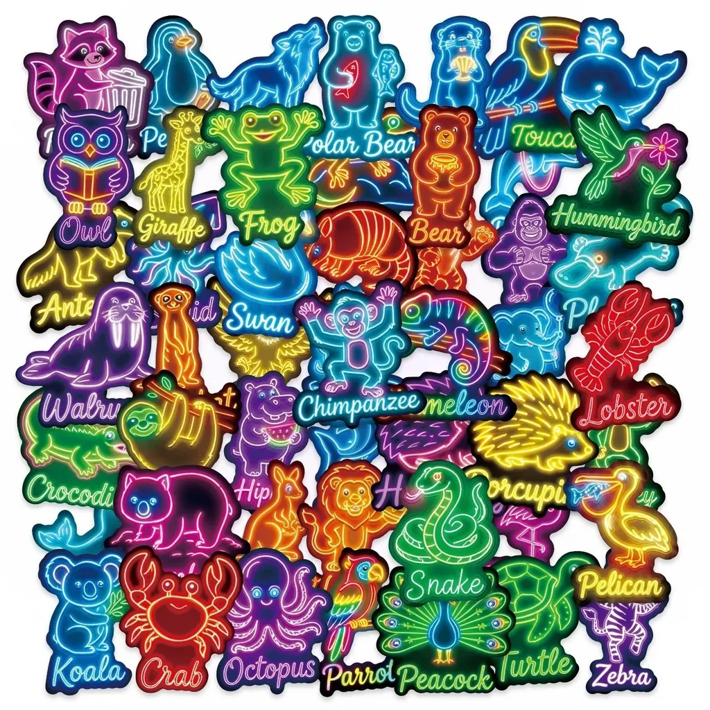 Luminous Creature Sticker Pack 50/100 Sheets, Edgy Animal Graffiti Stickers for Customizing Motor Gear RecordingYourLife Store