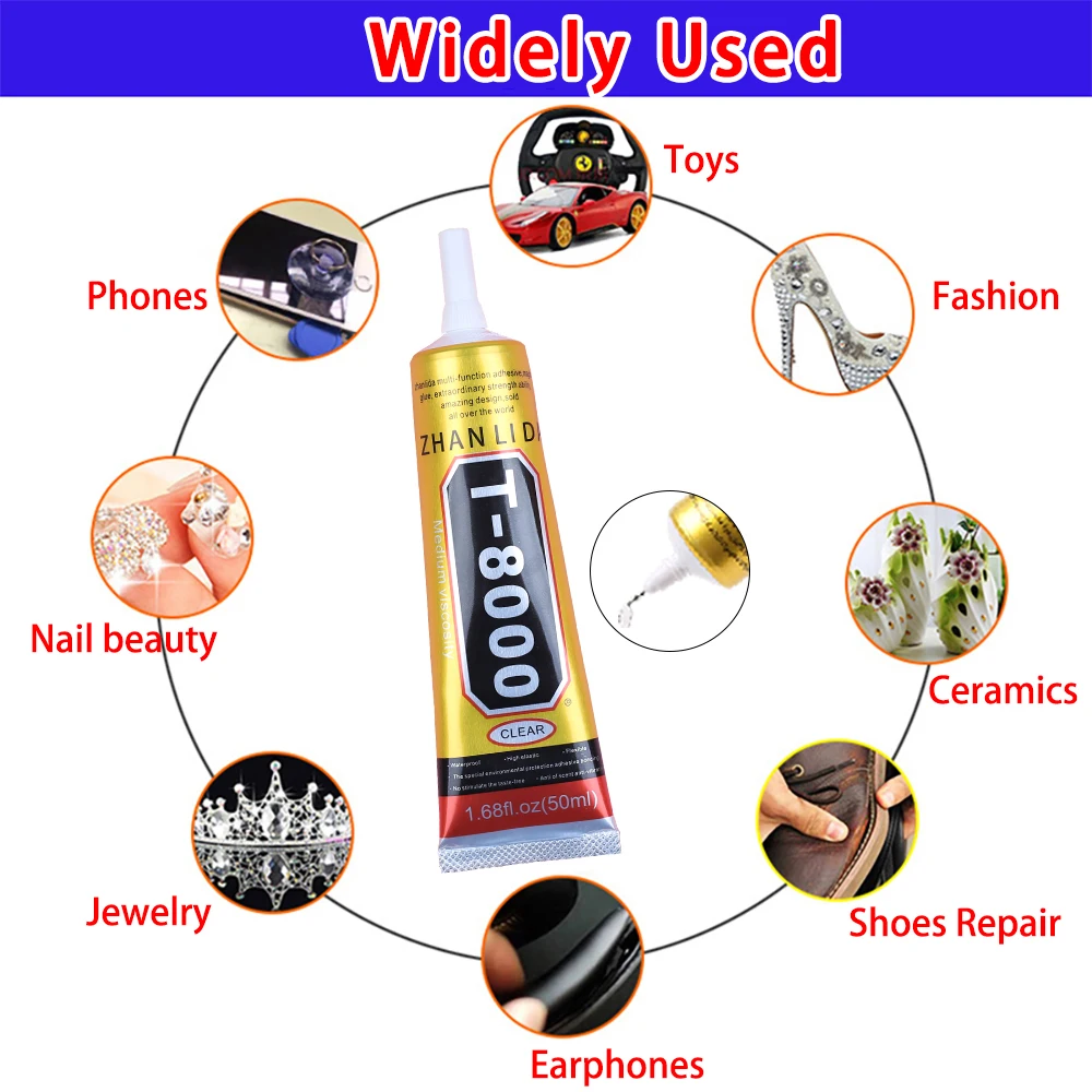 Transparent T8000 Glue Phone Repair Puzzle Model Jewelry Ring Fabric Wood Textile Super Adhesive T-8000 Precision Applicator Tip