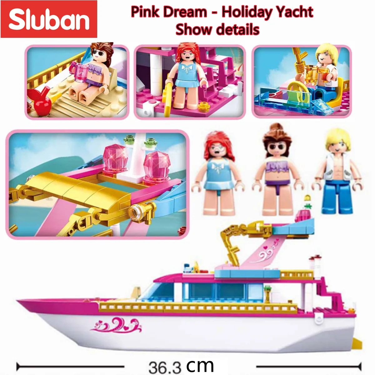 Sluban Building Block Toys Girls Dream Holiday Yacht 212PCS Bricks B0722 Friends Excursion Ship Fit With Leading Brands