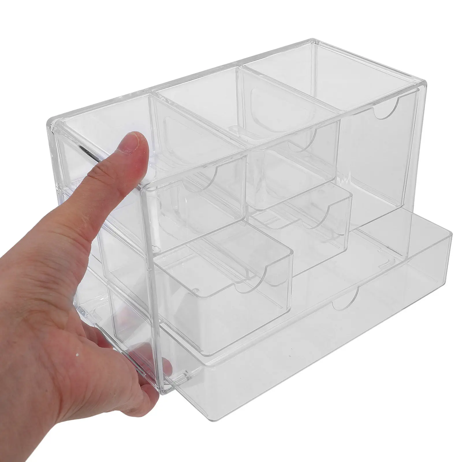 Multi-Drawer Desk Organizer Clear Sturdy Plastic Desktop Storage Box for Makeup Pens Pencils Office Supplies Home Decoration
