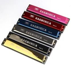 1pcs New 2022 Upgraded Version 24 Holes Octave-tuned Harmonica,metal Harmonica  Key of C with Case 4 Colors Instrumento Musical