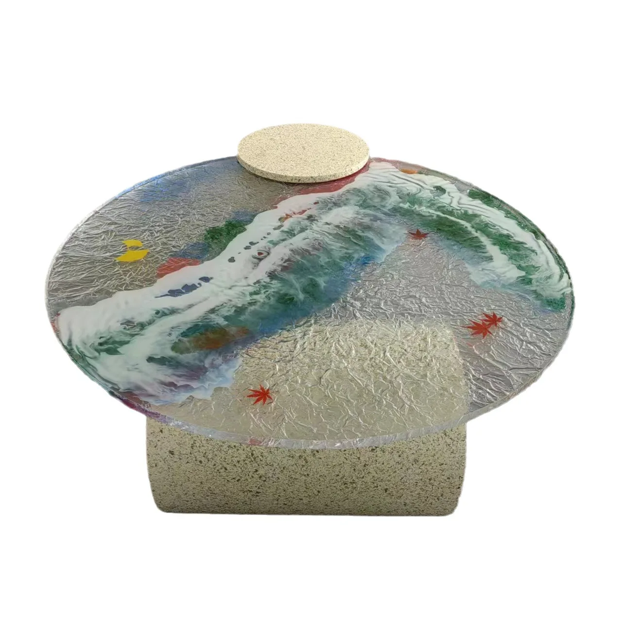 

Living room, coffee table, fiberglass, water ripple, coffee table, crystal, round, Italian style