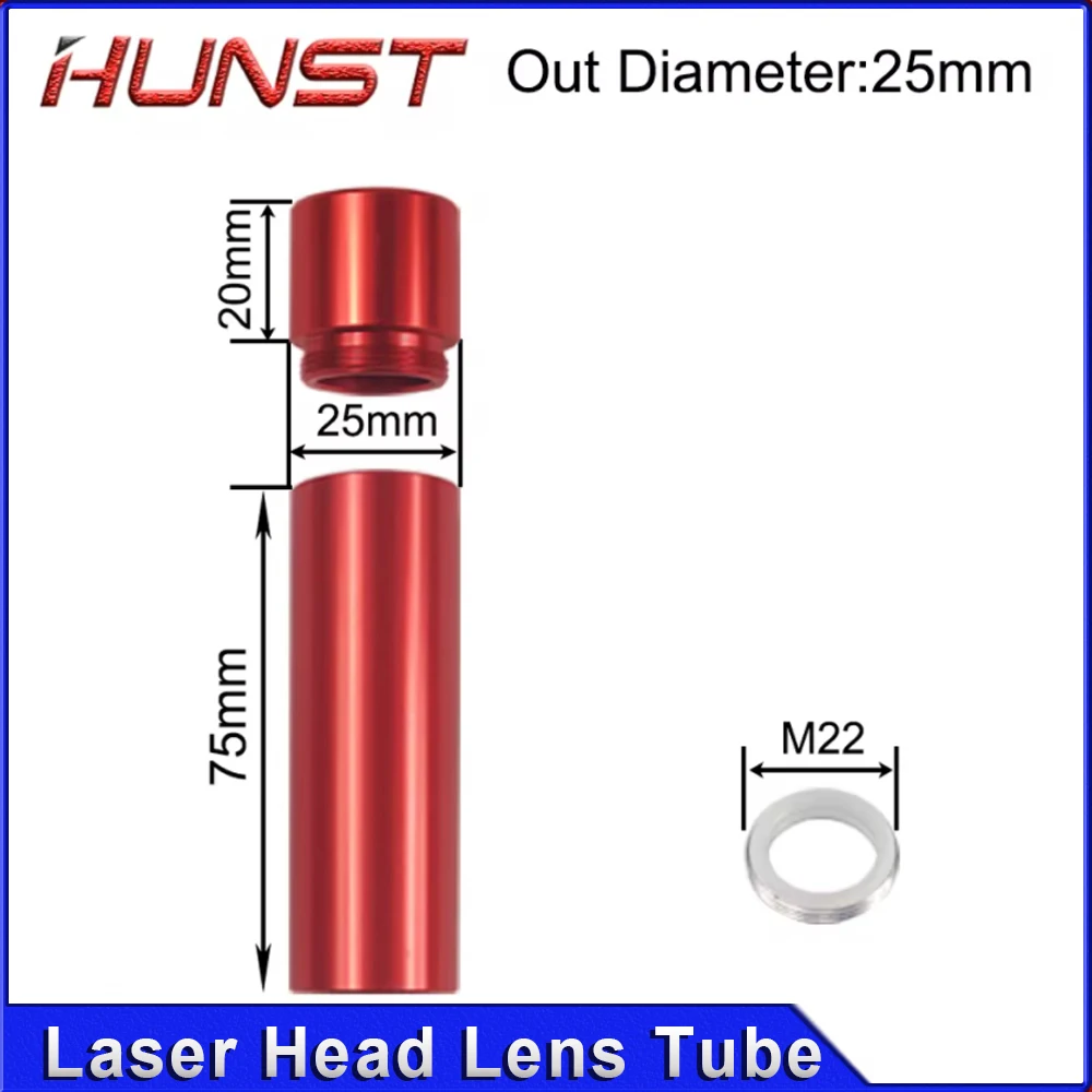 HUNST CO2 Laser Lens Tube for Lens Dia.20mm F50.8/63.5/101.6mm OD 25mm ID 21mm Double-head Teeth for CO2 Laser Cutter