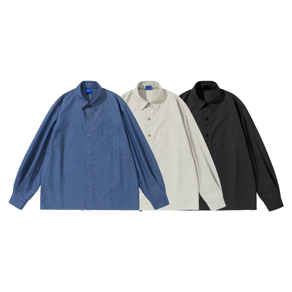 

Autumn Japanese Streetwear Long Sleeve Shirt Men Casual Loose Basic Fashion Cargo Shirts Women Oversize Blouses