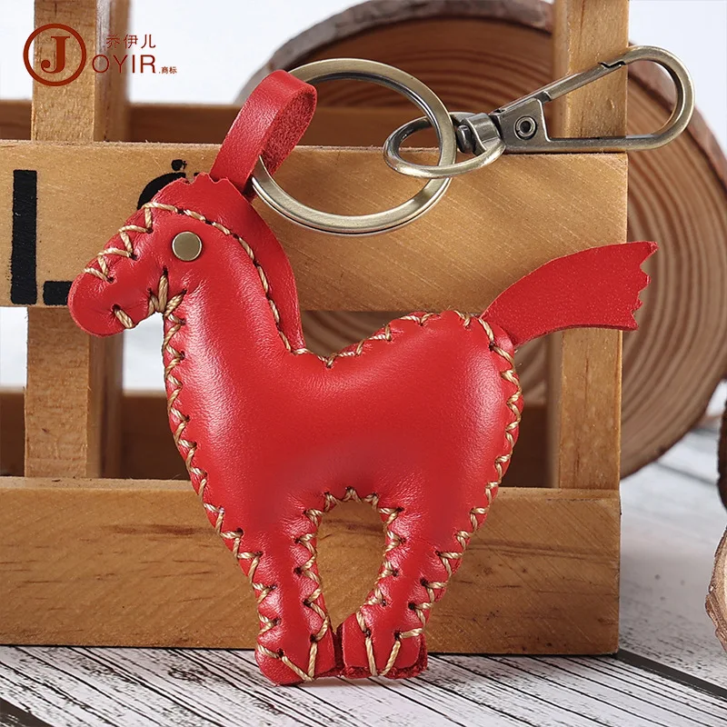 

Creative Handmade Genuine Leather Keychain Small Gift Bag Cute Pony Accessories Car Key Pendant Accessories Wholesale