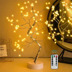 Remote Sprankelende Sprookjesboom Lamp 108 Led Diy Kunstmatige Slaapkamer Nachtlampje 8 Modi Usb Batterij Bonsai Boom Nachtlampje