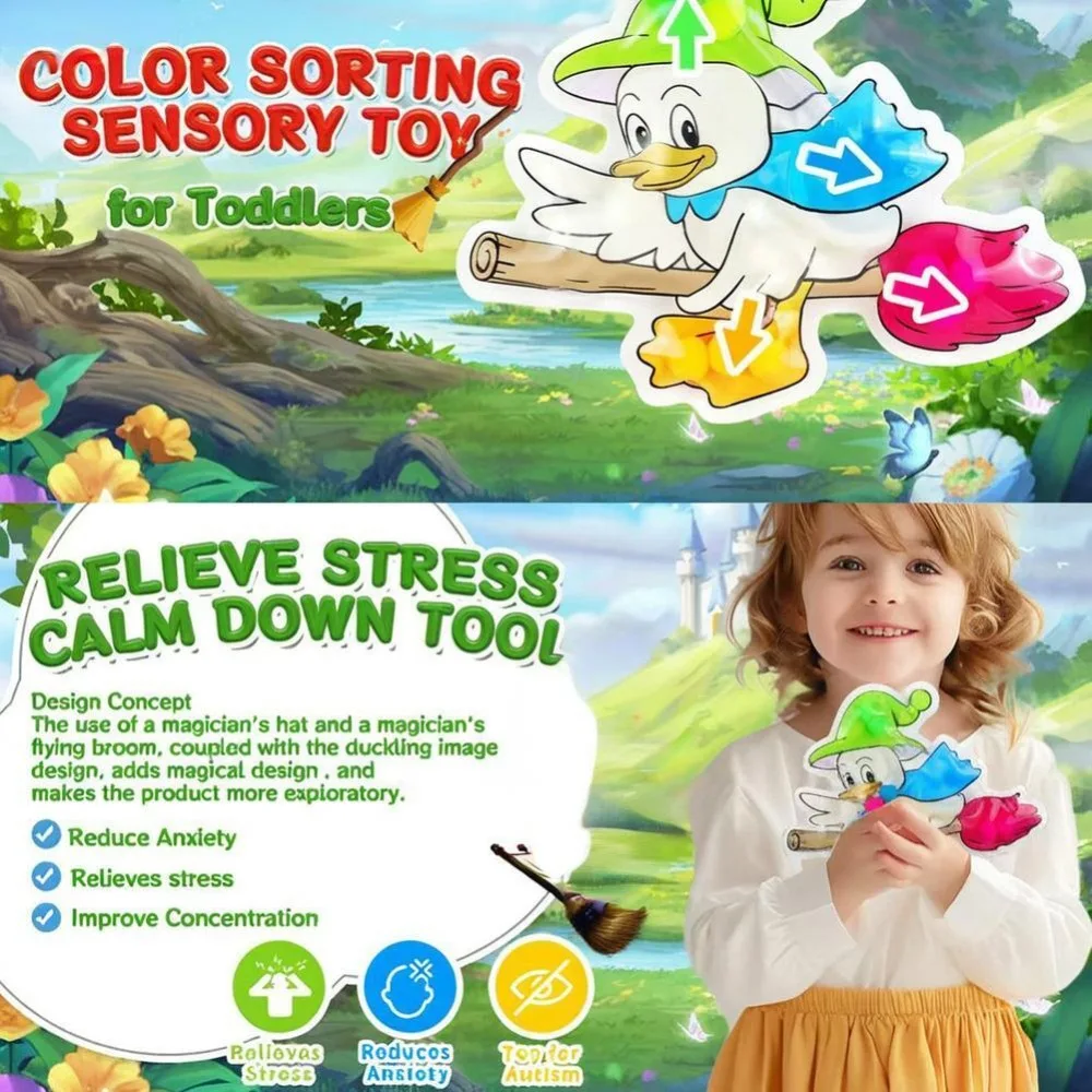 Juguetes sensoriales de clasificación de colores para niños pequeños, juguetes para aliviar el estrés, patos para apretar, habilidades motoras finas, juguetes de viaje Montessori de Pascua