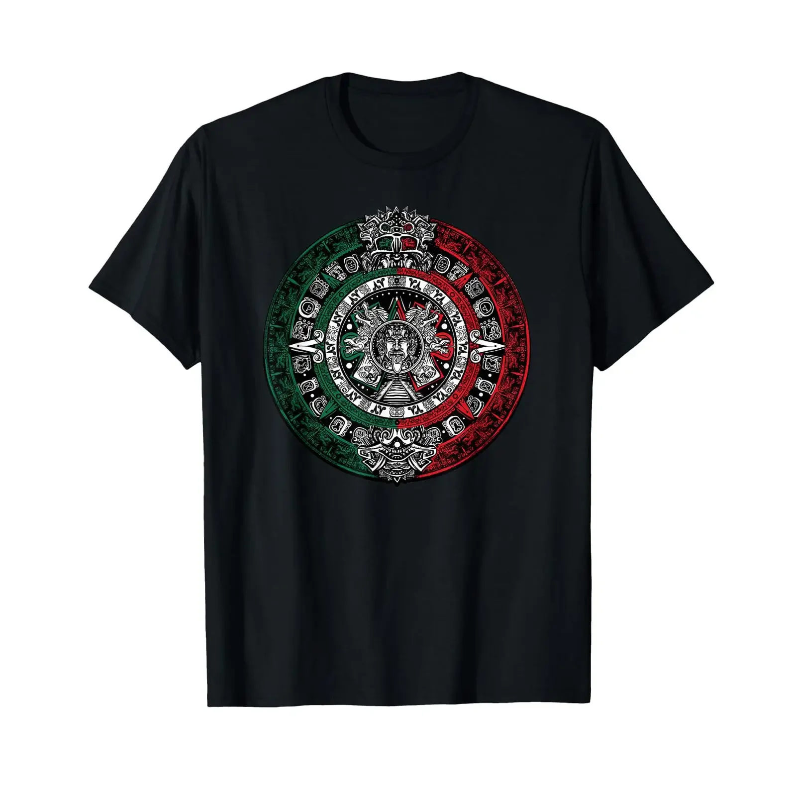 Aztec Calendar Azteca Sun Stone Mexico Flag T Shirt vintage Washed Stretched Breathable Unisex homme Slightly graphic