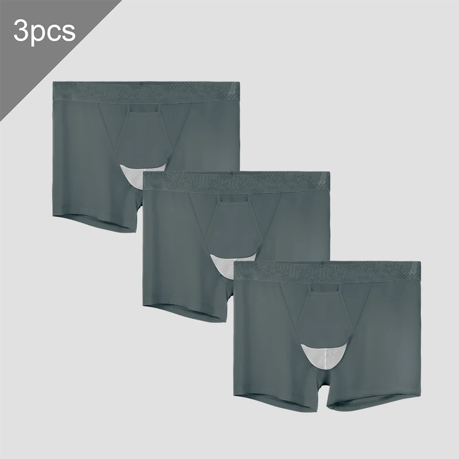 

3pc Men's varicocele panties ice silk summer thin boys scrotum cartridge split varicose boxer shorts