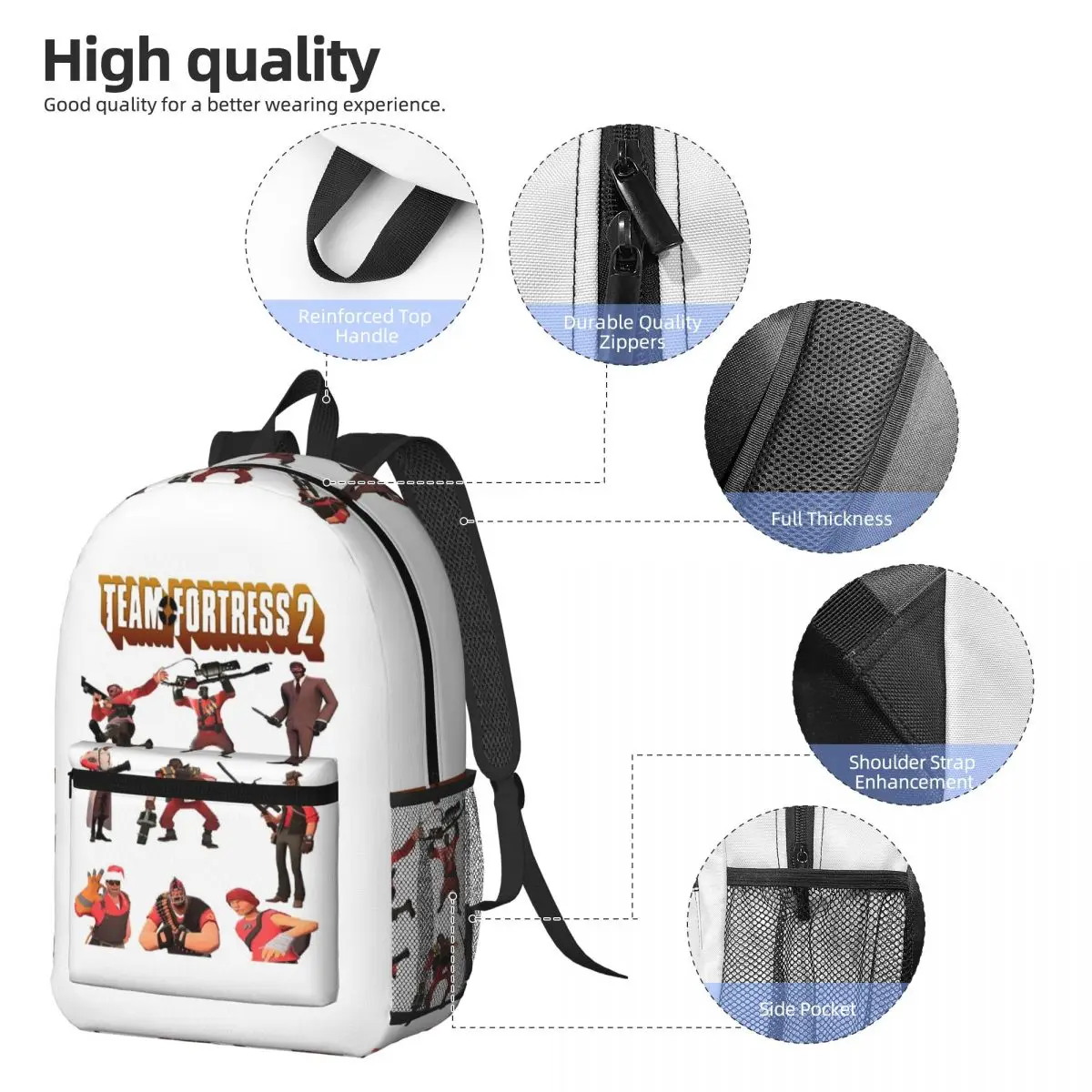 Team Fortress 2 TF2 Backpack Student BookBag Kids School Bag Laptop Shoulder Bags for Men Women