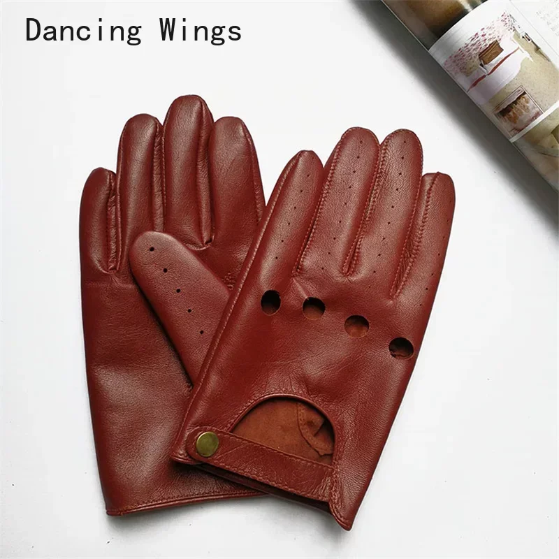 Full Finger Driver Leather Gloves Men's Touch Screen Sheepskin Spring And Autumn Thin Unlined Outdoor Motorcycle Riding Driving