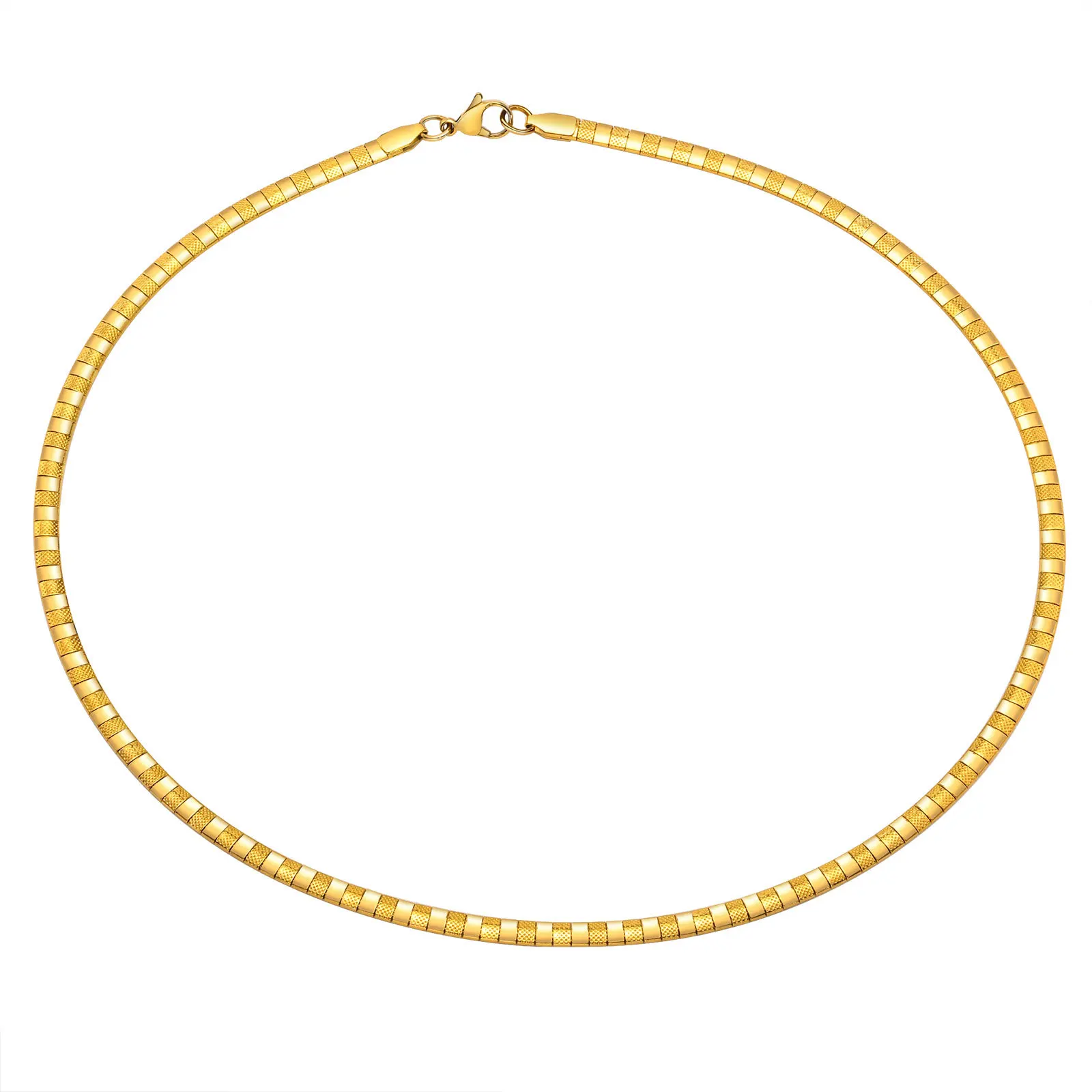 Flat Stainless Steel Torques Collar Necklace for Women, Soft Snake Chain Neck Jewelry 4mm