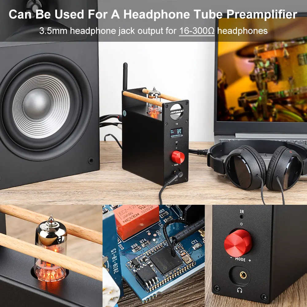 T8 BT 5.0 APTX OPA1656 Tubo 6N3 Preamplificatore Audio Stereo Preamplificatore Cuffie Preamplificatore DAC Altoparlanti Amplificatore Casa