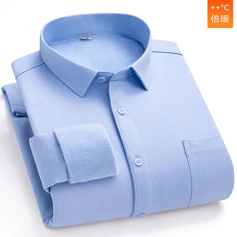 

Новая мужская рабочая одежда на осень и зиму, теплые рубашки с длинными рукавами, без морщин, деловая, повседневная, модная и для похудения.