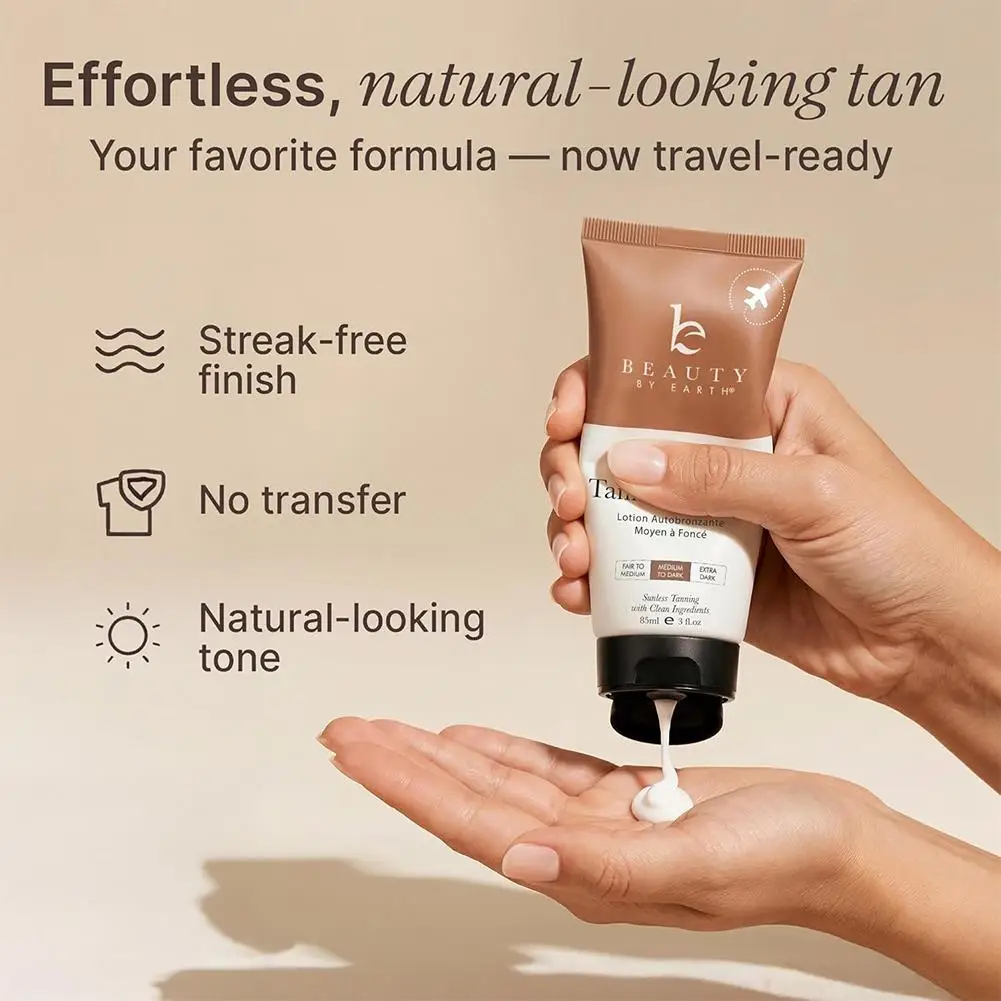 223ml Beauty By Earth Sunless Tanning Lotion Moisturizing Gradual Tanner, Natural Bronze Glow Hydrating Repair Body Lotion Care
