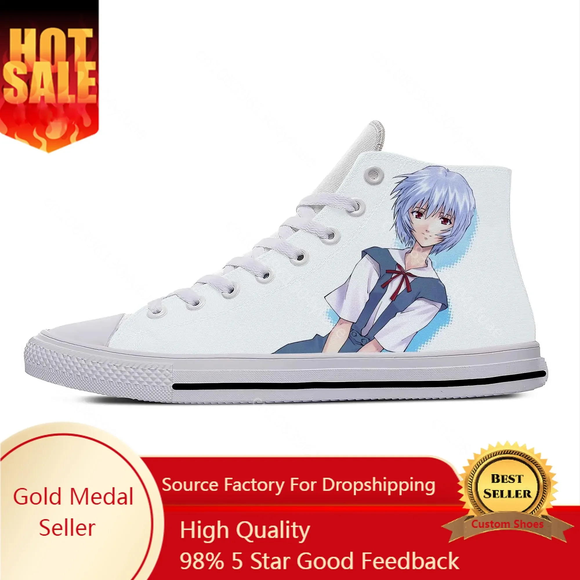 

Hot Japanese Anime Cartoon Manga Ayanami Rei Fashion Casual Shoes High Top Lightweight Breathable Men Women Sneakers Board Shoes