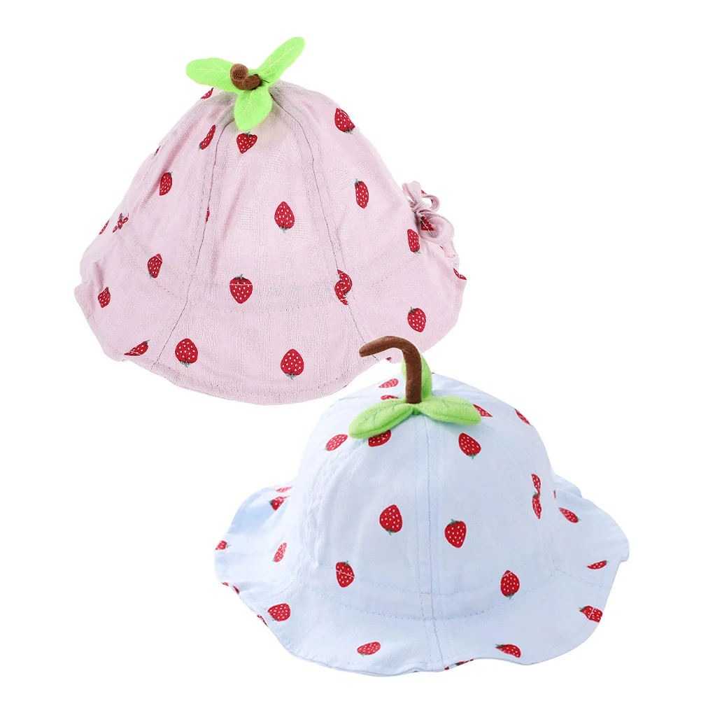 

2 шт., детская шляпа-ведро с милым мультяшным рисунком для маленьких девочек, дышащая пляжная шляпа с защитой от ультрафиолета, летняя шляпа для новорожденных, игры на открытом воздухе