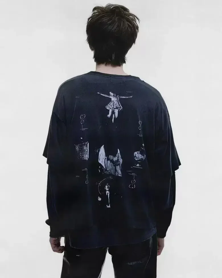 ER/D 26SS Psychic Washed Black Portrait Print Short Sleeve T-Shirt