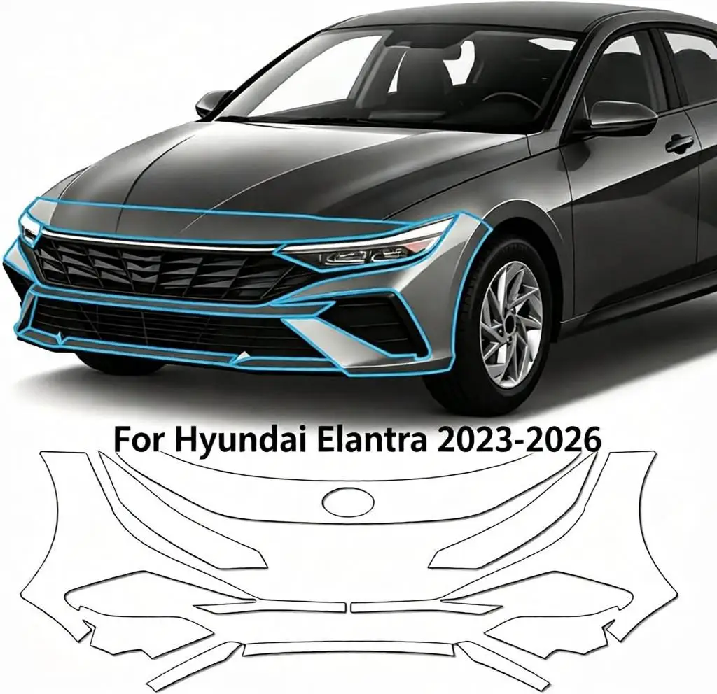 9Mil TPU Bumper Paint Protection Film For Hyundai Elantra 2023-2026 Pre-cut PPF Kit Clear Bra Car Body Anti-Scratch Resistant