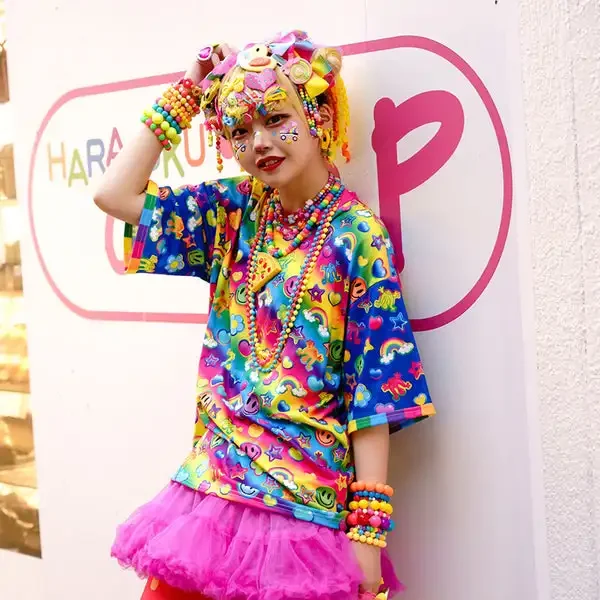 Rainbow Colorful Candy Series Limited Edition T-shirt All-over Print Oversized Top Girls Y2K Daily Street Style for Kids/Adults