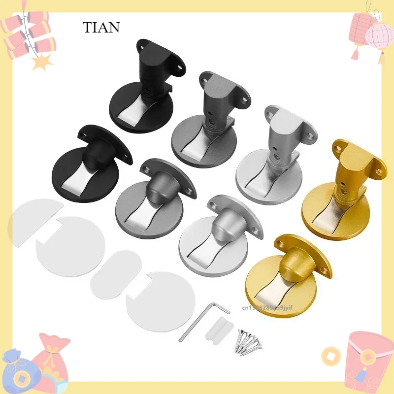 Adjustable Door Stop Punch-free Magnetic Door Stopper Alloy Anti-collision Door Holder Hidden Self-locking Doorstop Hardware