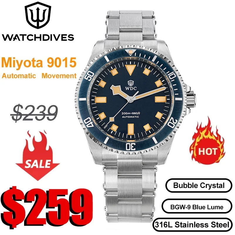 Watchdives WD5513M Miyota 9015 Automatische Taucheruhr, Saphirglas, leuchtend, wasserdicht, 200 m, mechanische Uhren