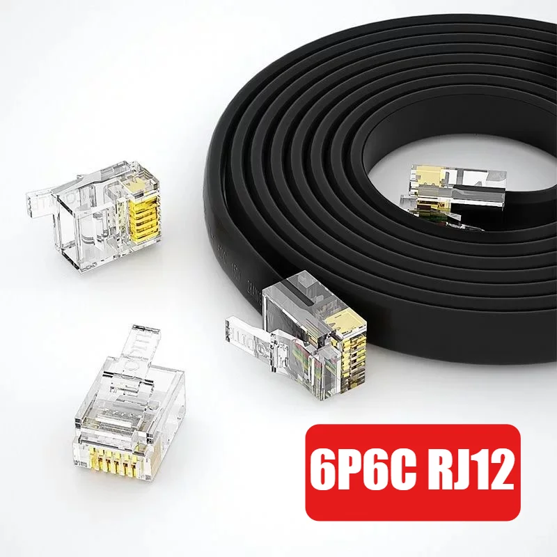 Кабель-удлинитель Ethernet RJ12 6P6C, 6-контактный, экранированный, для связи, телефонный, с плоским разъемом RJ12 6 Pin Crystal Head