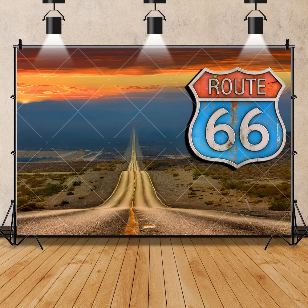 USA Route 66 Sonnen untergang Boulevard Junge Mädchen Geschenke Geburtstags feier Hintergrund benutzer definierte Kinderzimmer Dekor Fotografie Studio Requisiten Hintergrund