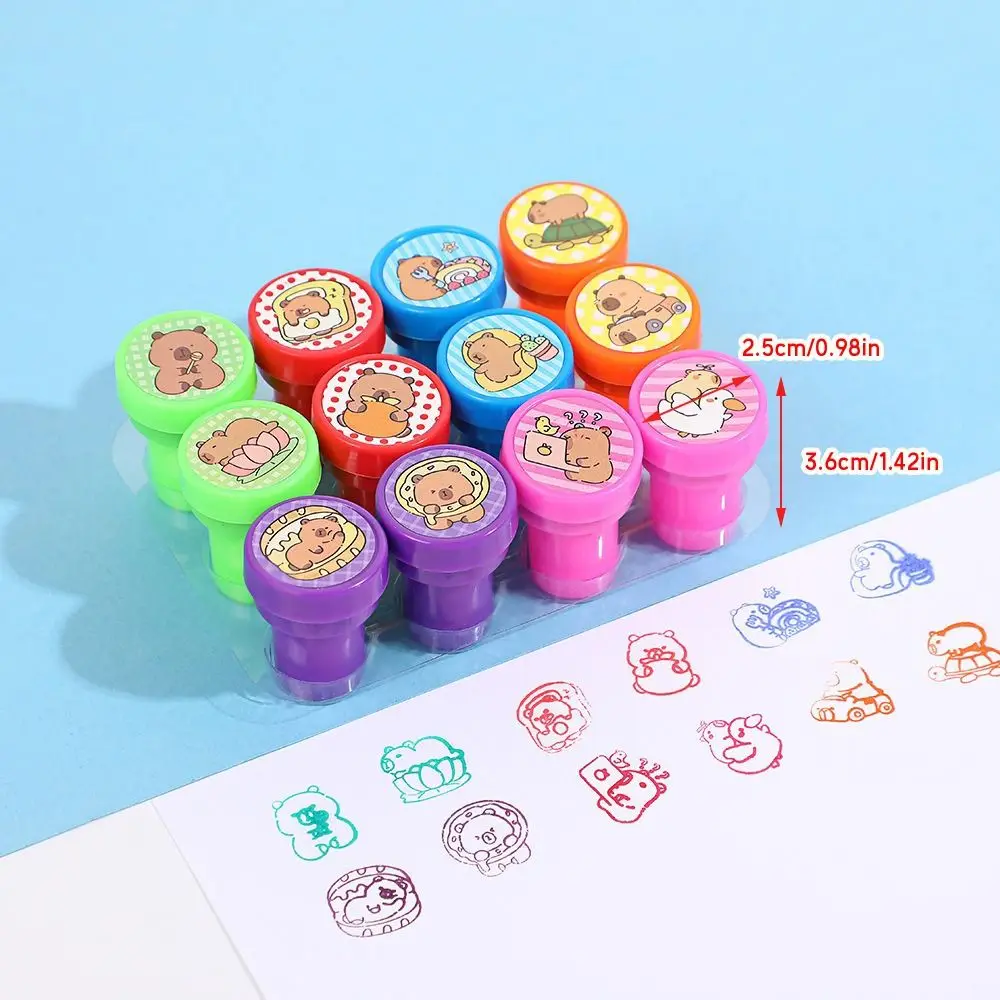 12 Teile/satz Cartoon Kunststoff Selbst-tinte Dichtung DIY Malerei Capybara Muster Capybara Briefmarken Graffiti Gestempelt Spielzeug Studenten
