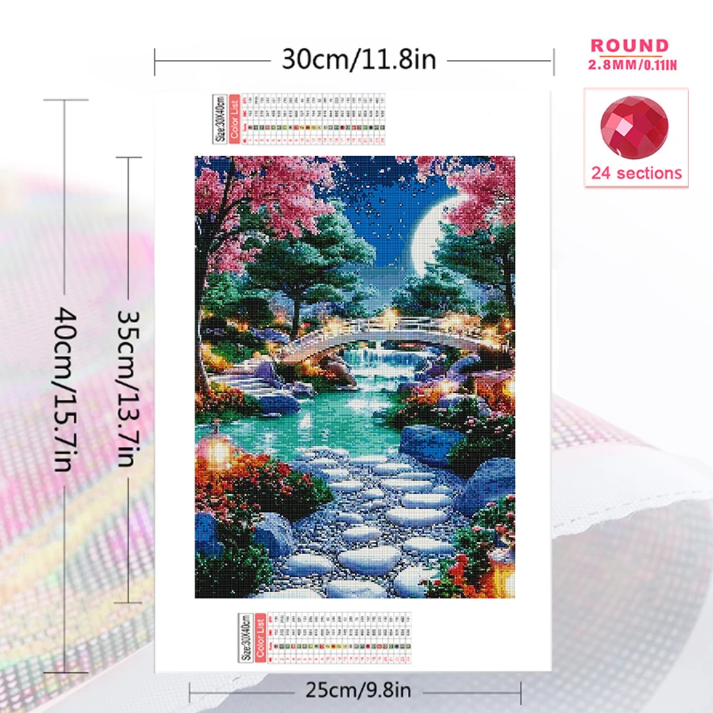 Evershine Diamond Mosaic Tree Full Square Diamond Painting Landscape Picture Rhinestones Picture Embroidery Bridge Wall Decor