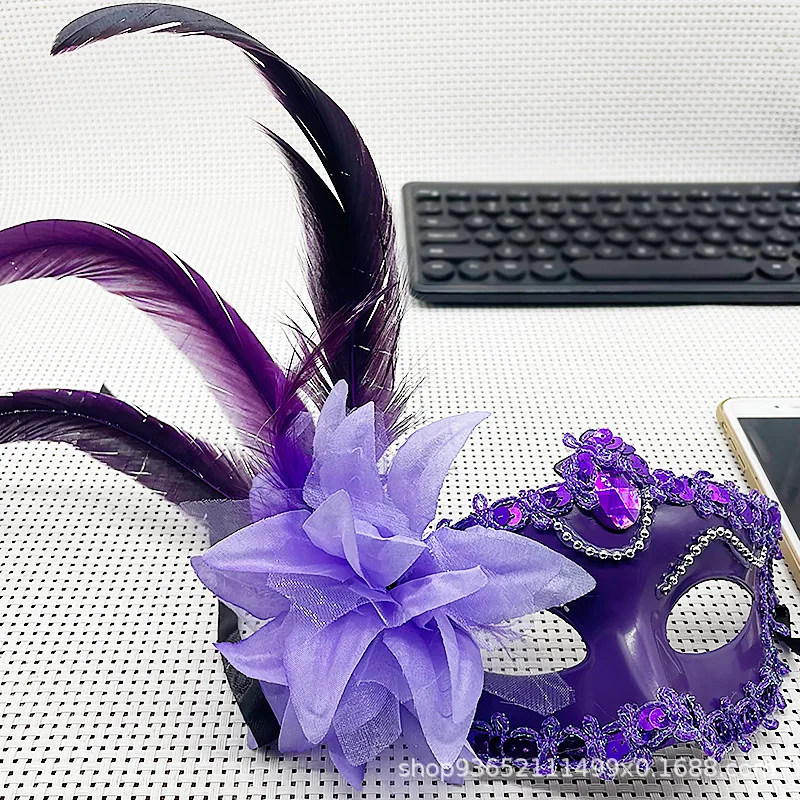 Masque vénitien en diamant, plume, fleur, Costume de spectacle de carnaval de mariage, masque Sexy pour dame, mascarade, accessoires de fête de danse