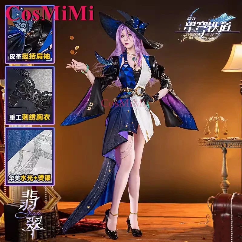 

CosMiMi Hot Game Honkai: Star Rail Jade Cosplay Costume Fashion Elegant Sweet Uniform Dress Carnival Party Role Play Clothing