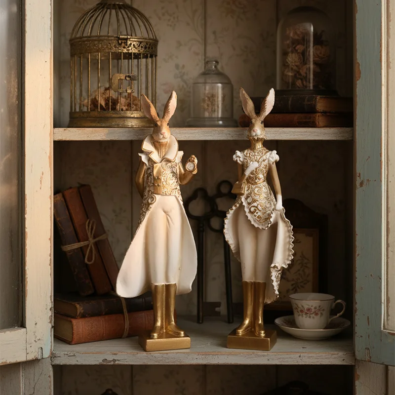 Lucky Rabbit Statue Handcrafted Resin Sculpture for Home Garden Decor Cute Easter Year of Rabbit Gift Symbol of Hope Fertility