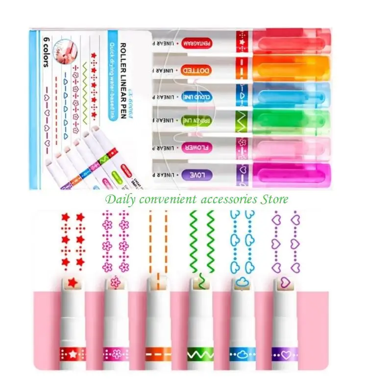 

97QB 6 шт., кривые маркеры, герметичные чернильные ручки для заметок, ручные надписи, художественные проекты, долговечность,