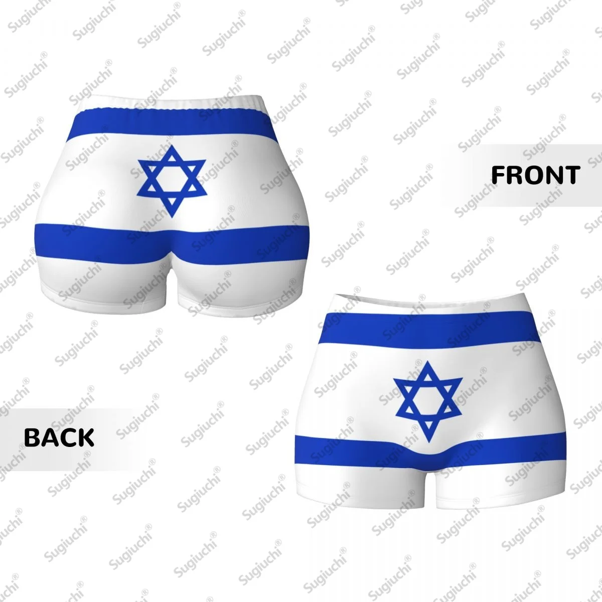 2026 イスラエル国旗ヨガショーツ女性用ワークアウトスクランチバットリフティングハイウエストジムランニングショートパンツ