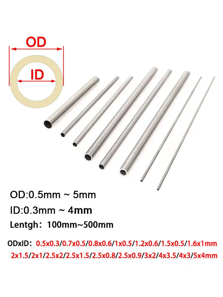 Tube droit capillaire rond sans soudure en acier inoxydable 304, 0.5x0.3mm 2x1 3x1mm 3x2mm 4x2mm 4x3mm 5x3mm5x4mm 200mm/300mm de Long