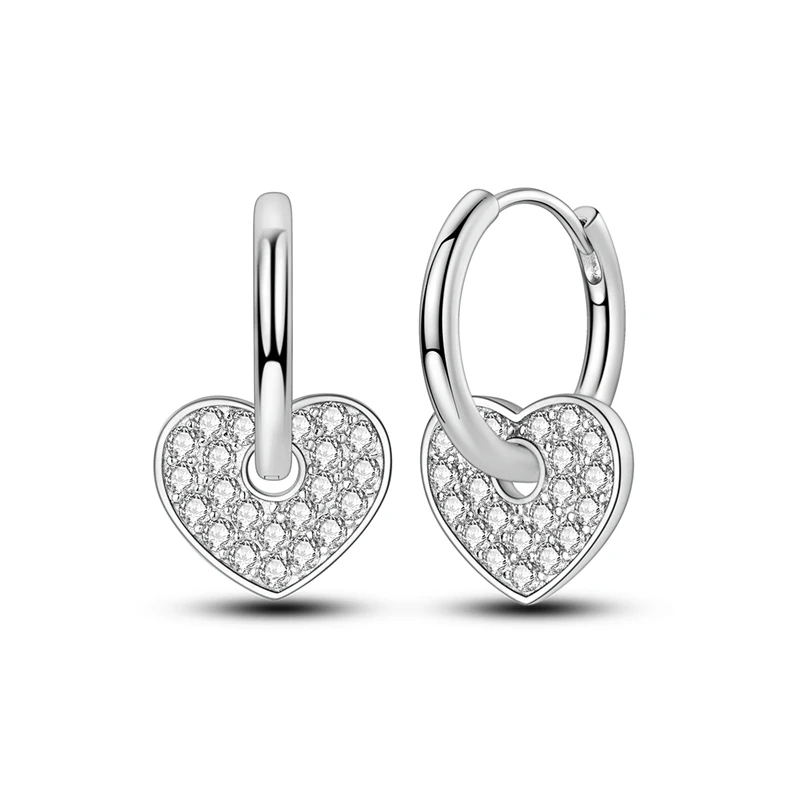 

925 Sterling Silver Earrings Women Sparkling Heart Drop Earring For Anniversary Wedding Jewelry Gifts