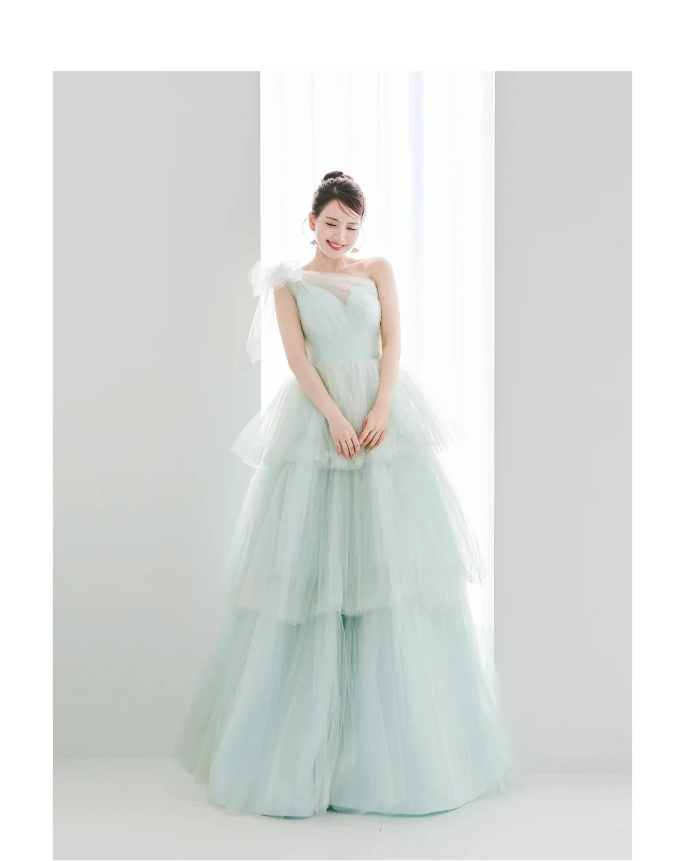 Welove Fairy Tulle A Line Corea Abiti da sposa Servizio fotografico Abiti da sposa da giardino legati con fiocco Lunghezza pavimento Realizzato su